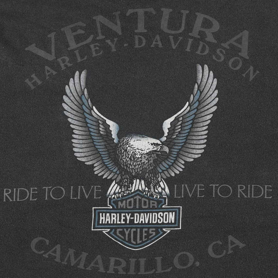 Harley-Davidson Eagle Pattern Motorcycle Bike T-shirt Men's XL unclear black type Vintage Second Hand