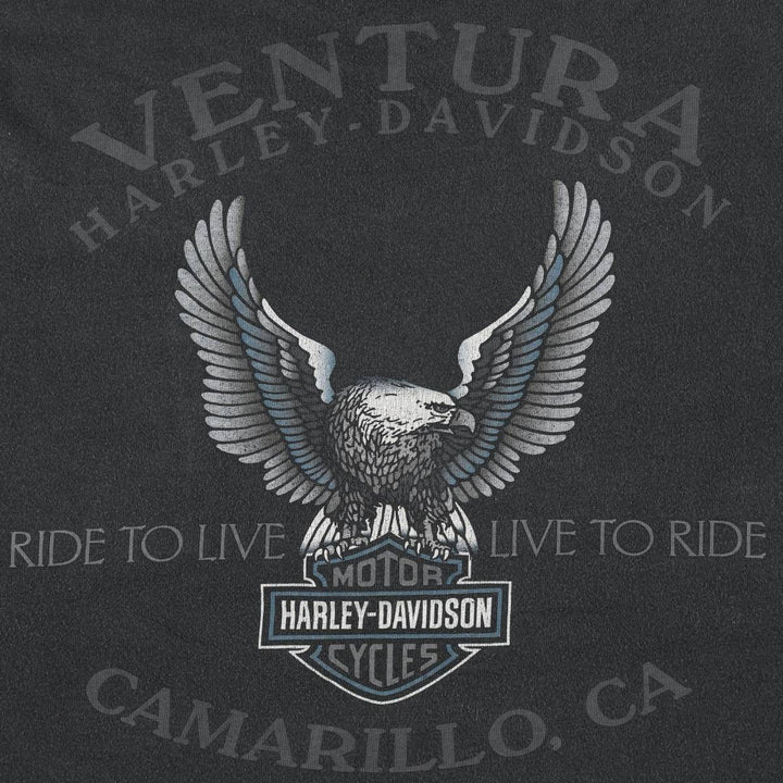 Harley-Davidson Eagle Pattern Motorcycle Bike T-shirt Men's XL unclear black type Vintage Second Hand