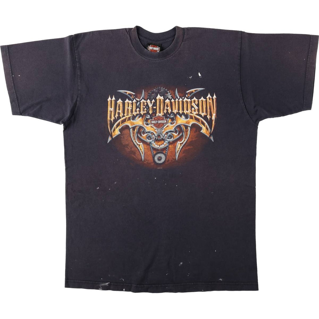 2000'S Harley-Davidson Painted Motorcycle T-Shirt, Made in USA, Men's Size XL (approx.) cotton black type Vintage Second Hand