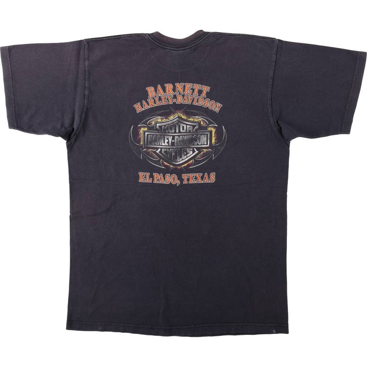 2000'S Harley-Davidson Painted Motorcycle T-Shirt, Made in USA, Men's Size XL (approx.) cotton black type Vintage Second Hand