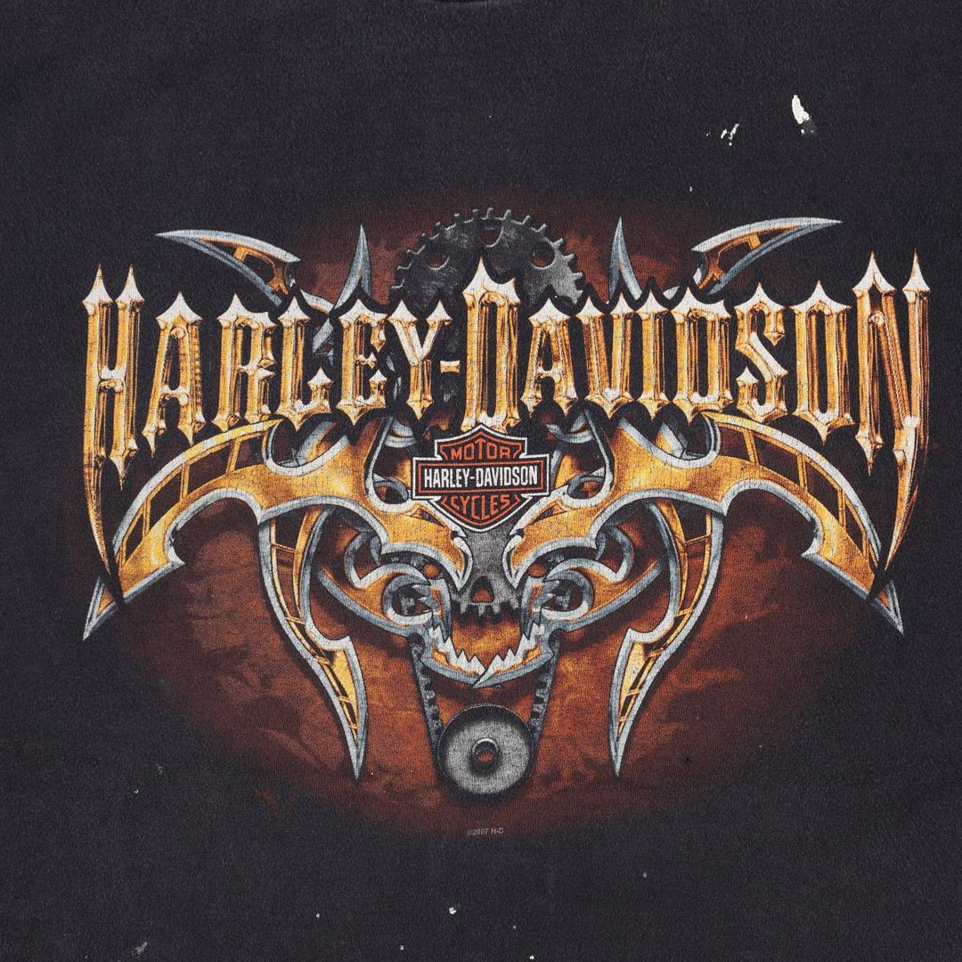 2000'S Harley-Davidson Painted Motorcycle T-Shirt, Made in USA, Men's Size XL (approx.) cotton black type Vintage Second Hand