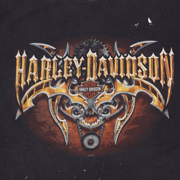 2000'S Harley-Davidson Painted Motorcycle T-Shirt, Made in USA, Men's Size XL (approx.) cotton black type Vintage Second Hand