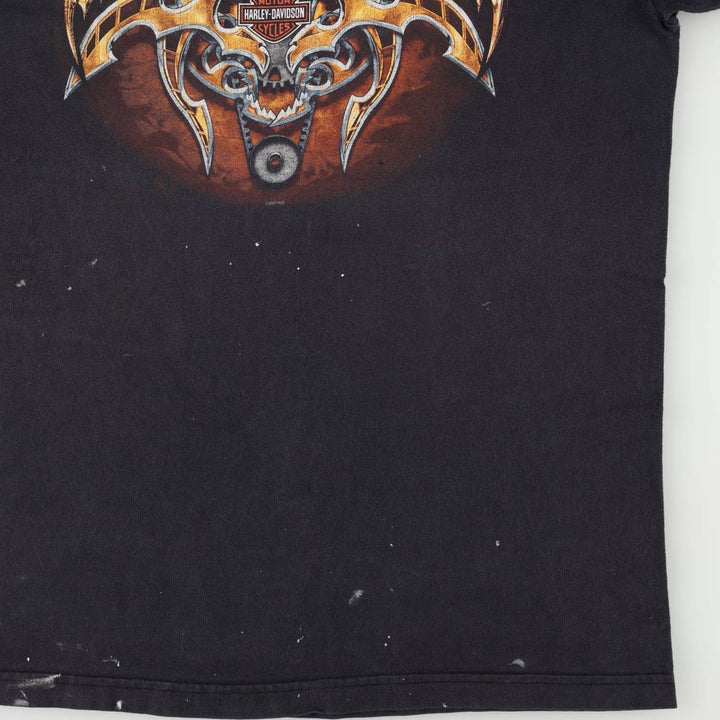 2000'S Harley-Davidson Painted Motorcycle T-Shirt, Made in USA, Men's Size XL (approx.) cotton black type Vintage Second Hand