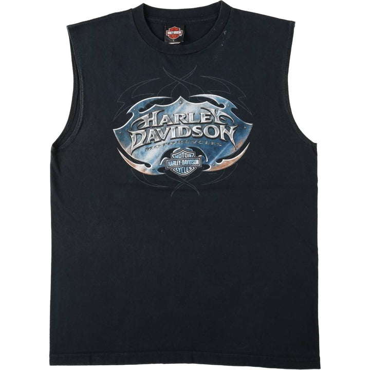 00'S Harley-Davidson Sleeveless Motorcycle Bike T-shirt Made in USA Men's L size cotton black type Vintage Second Hand
