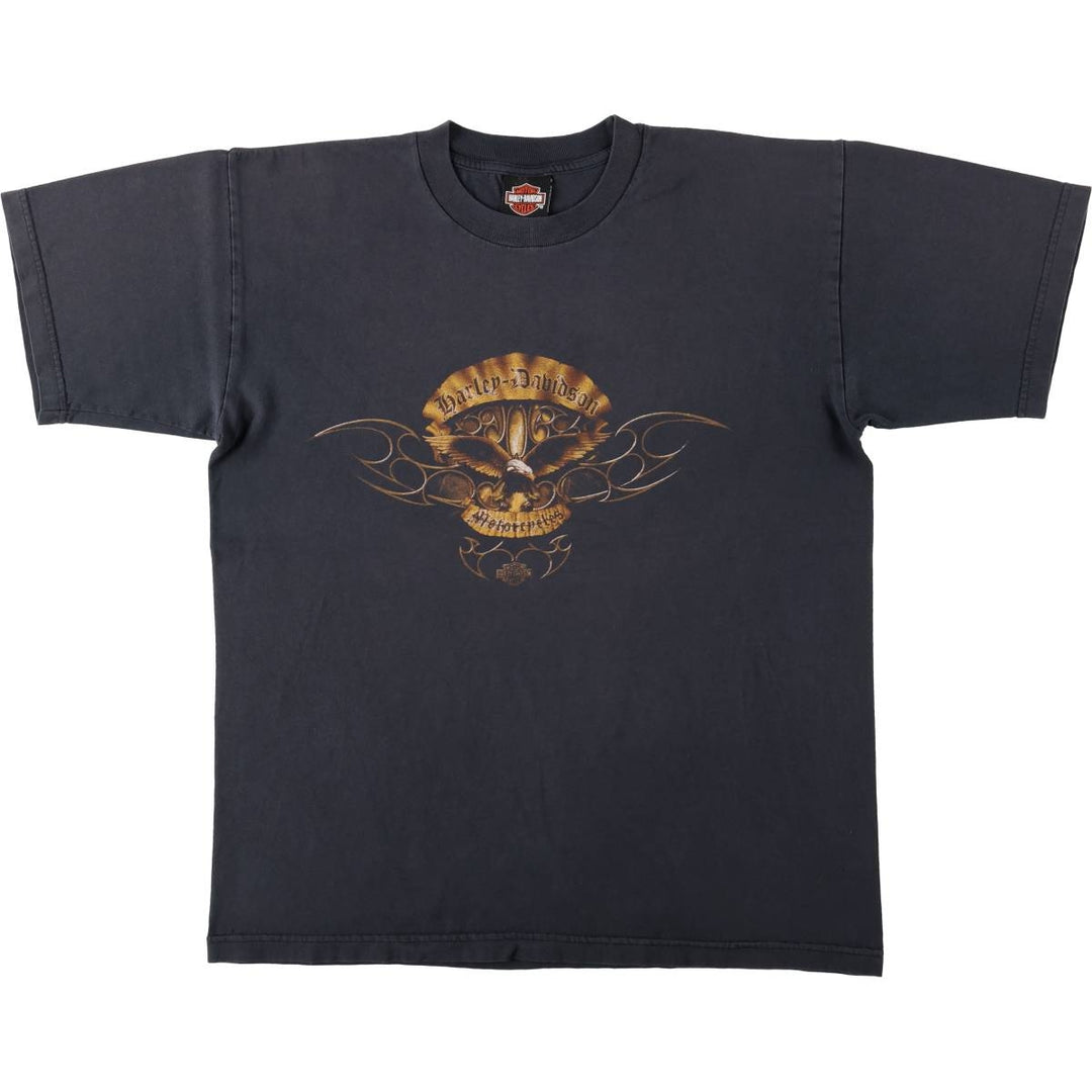 2000'S Harley-Davidson Eagle Pattern/Stars and Stripes Motorcycle T-Shirt, Men's Size L (approx.) unclear black type Vintage Second Hand