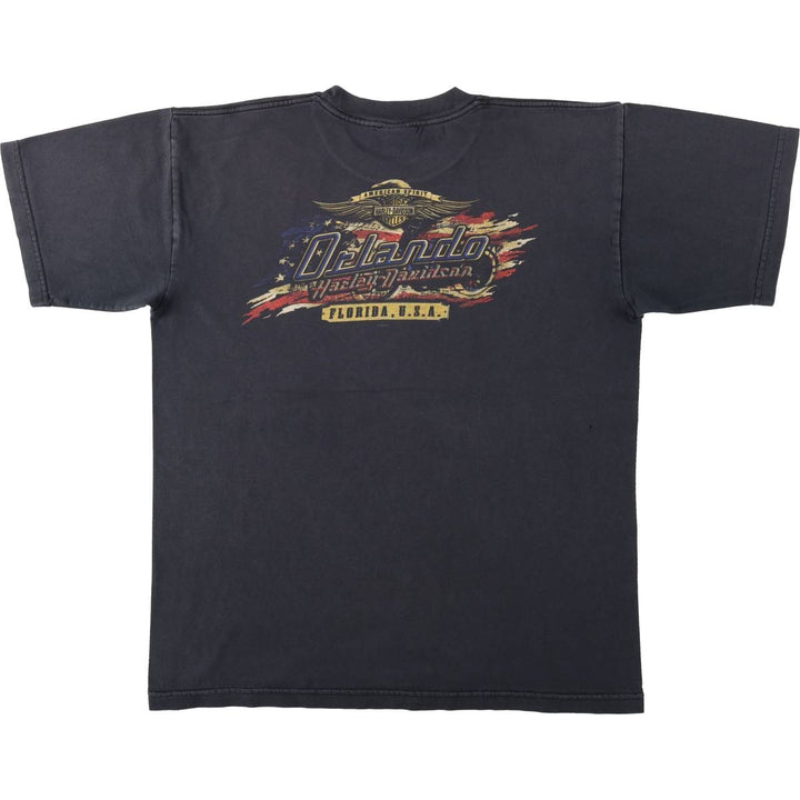 2000'S Harley-Davidson Eagle Pattern/Stars and Stripes Motorcycle T-Shirt, Men's Size L (approx.) unclear black type Vintage Second Hand