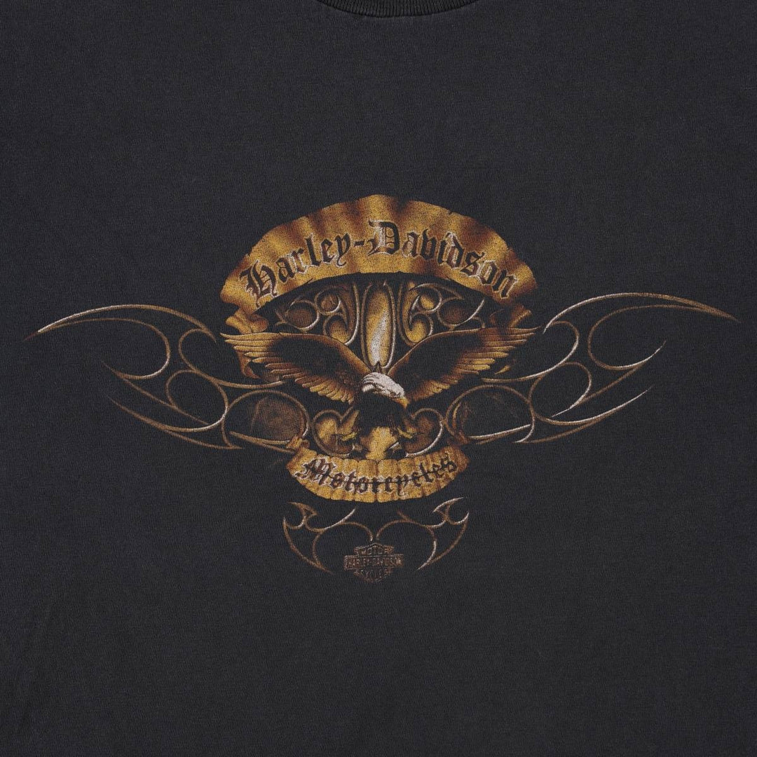 2000'S Harley-Davidson Eagle Pattern/Stars and Stripes Motorcycle T-Shirt, Men's Size L (approx.) unclear black type Vintage Second Hand
