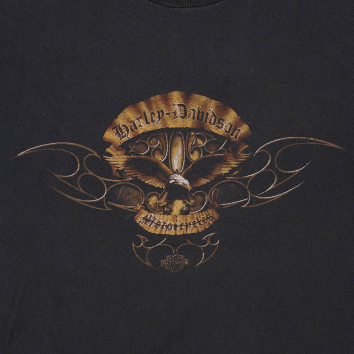 2000'S Harley-Davidson Eagle Pattern/Stars and Stripes Motorcycle T-Shirt, Men's Size L (approx.) unclear black type Vintage Second Hand