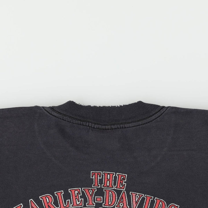 00'S Harley-Davidson Fire Pattern Motorcycle Bike T-Shirt Men's M unclear black type Vintage Second Hand