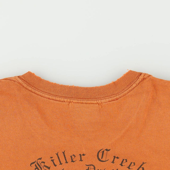 00'S Harley-Davidson Fire Pattern Motorcycle Bike T-Shirt Men's L size unclear orange type Vintage Second Hand