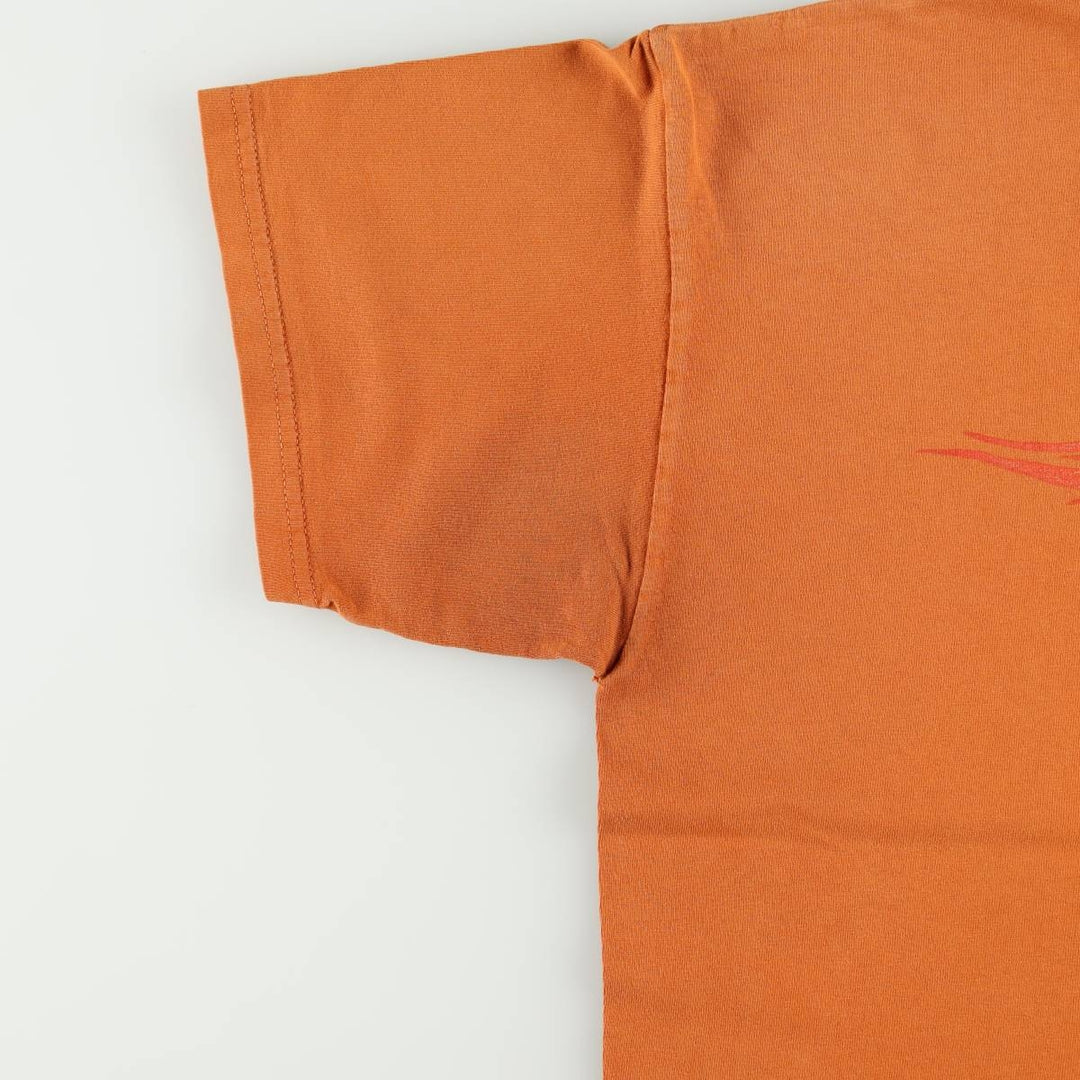 00'S Harley-Davidson Fire Pattern Motorcycle Bike T-Shirt Men's L size unclear orange type Vintage Second Hand