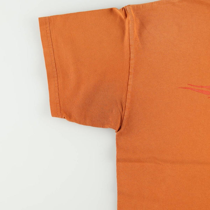 00'S Harley-Davidson Fire Pattern Motorcycle Bike T-Shirt Men's L size unclear orange type Vintage Second Hand