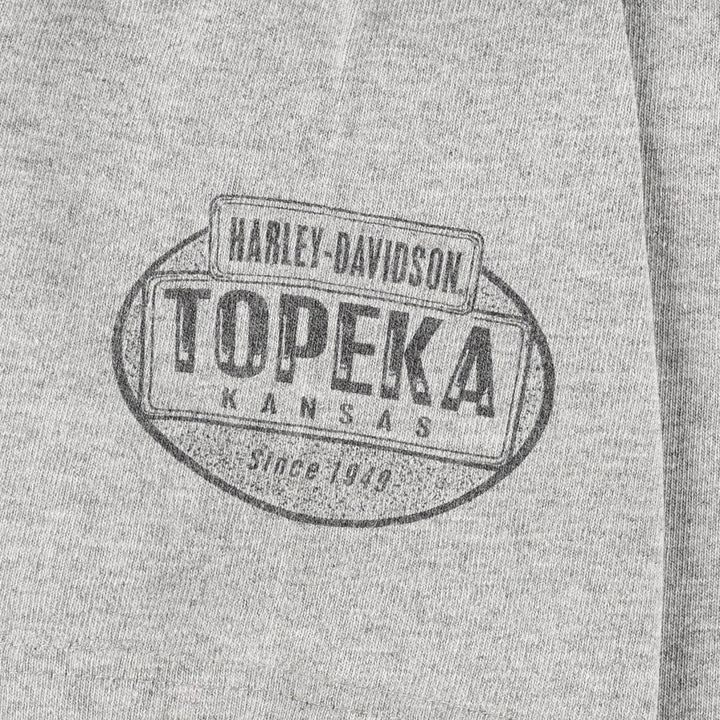 Harley-Davidson Henley Neck Motorcycle T-Shirt, Made in USA, Men's Size L (approx.) cotton gray type Vintage Second Hand