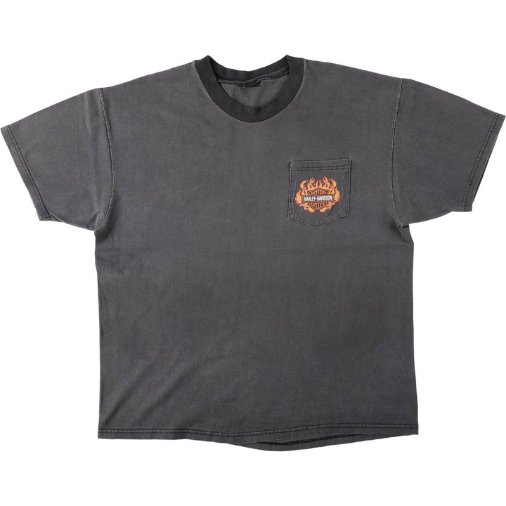Harley-Davidson Fire Pattern Motorcycle Bike T-Shirt Men's XL unclear Charcoal Vintage Second Hand
