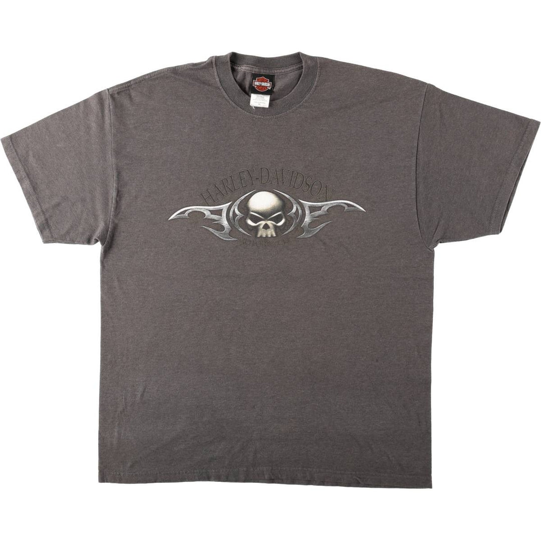 Harley-Davidson Skull Pattern Motorcycle Bike T-shirt Made in USA Men's XL cotton Charcoal Vintage Second Hand