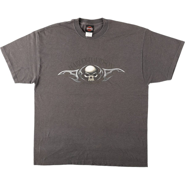 Harley-Davidson Skull Pattern Motorcycle Bike T-shirt Made in USA Men's XL cotton Charcoal Vintage Second Hand