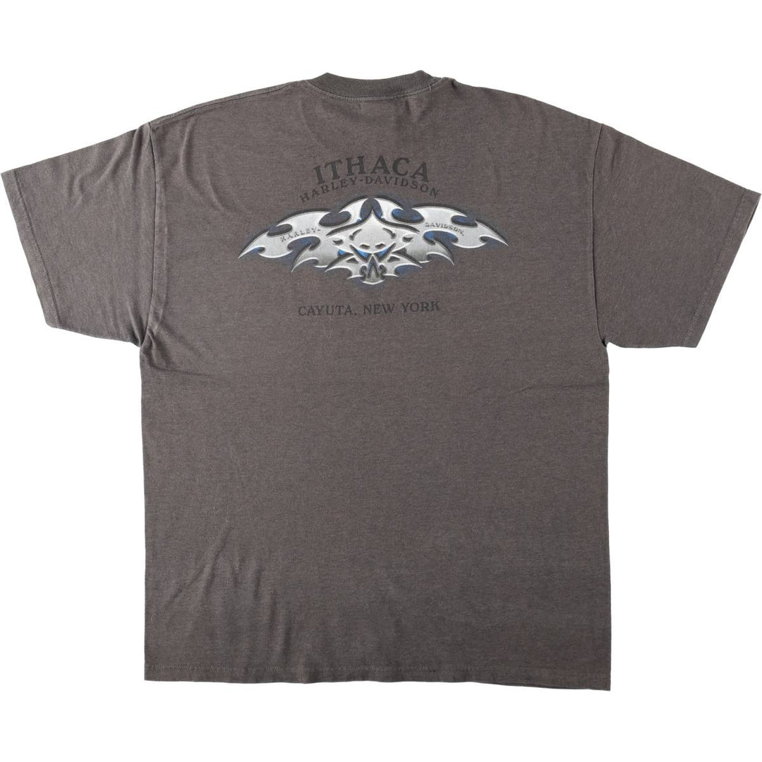 Harley-Davidson Skull Pattern Motorcycle Bike T-shirt Made in USA Men's XL cotton Charcoal Vintage Second Hand
