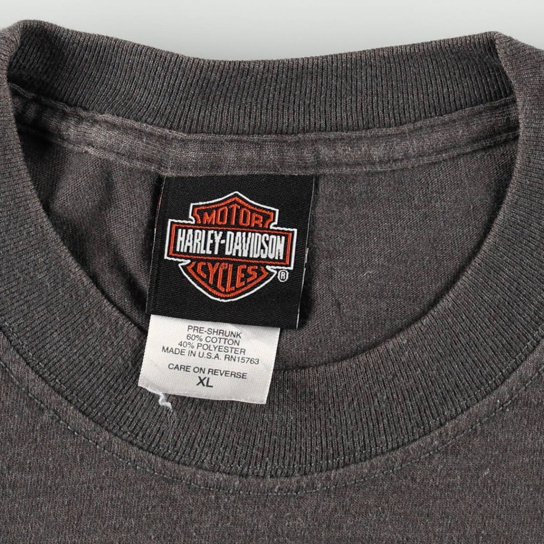 Harley-Davidson Skull Pattern Motorcycle Bike T-shirt Made in USA Men's XL cotton Charcoal Vintage Second Hand