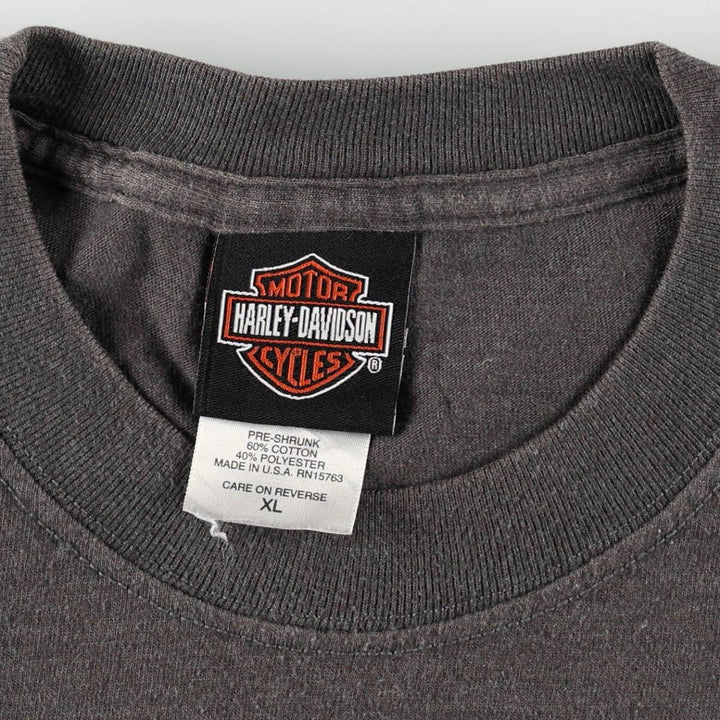Harley-Davidson Skull Pattern Motorcycle Bike T-shirt Made in USA Men's XL cotton Charcoal Vintage Second Hand