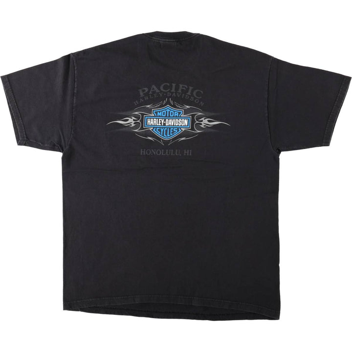 00'S Harley-Davidson Skull Pattern Motorcycle Bike T-shirt Made in USA Men's XL cotton black type Vintage Second Hand