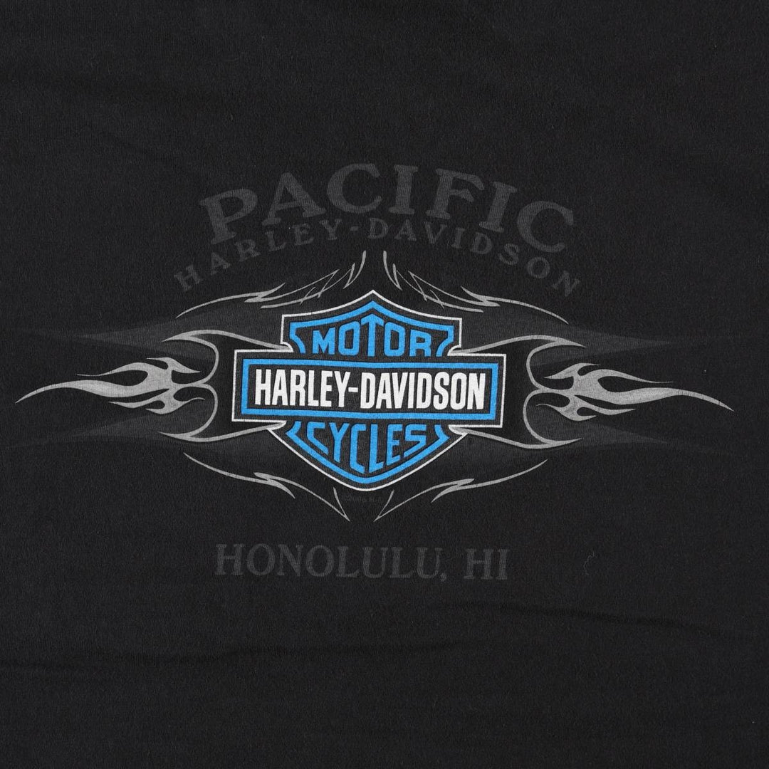 00'S Harley-Davidson Skull Pattern Motorcycle Bike T-shirt Made in USA Men's XL cotton black type Vintage Second Hand
