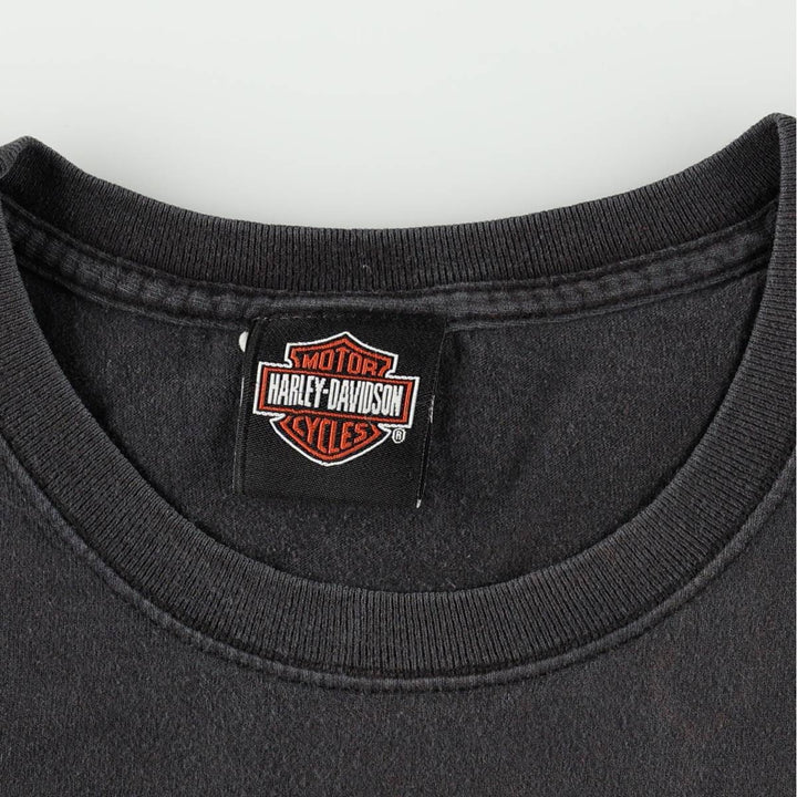 00'S Harley-Davidson Eagle Pattern Motorcycle Bike T-shirt Men's XL unclear black type Vintage Second Hand