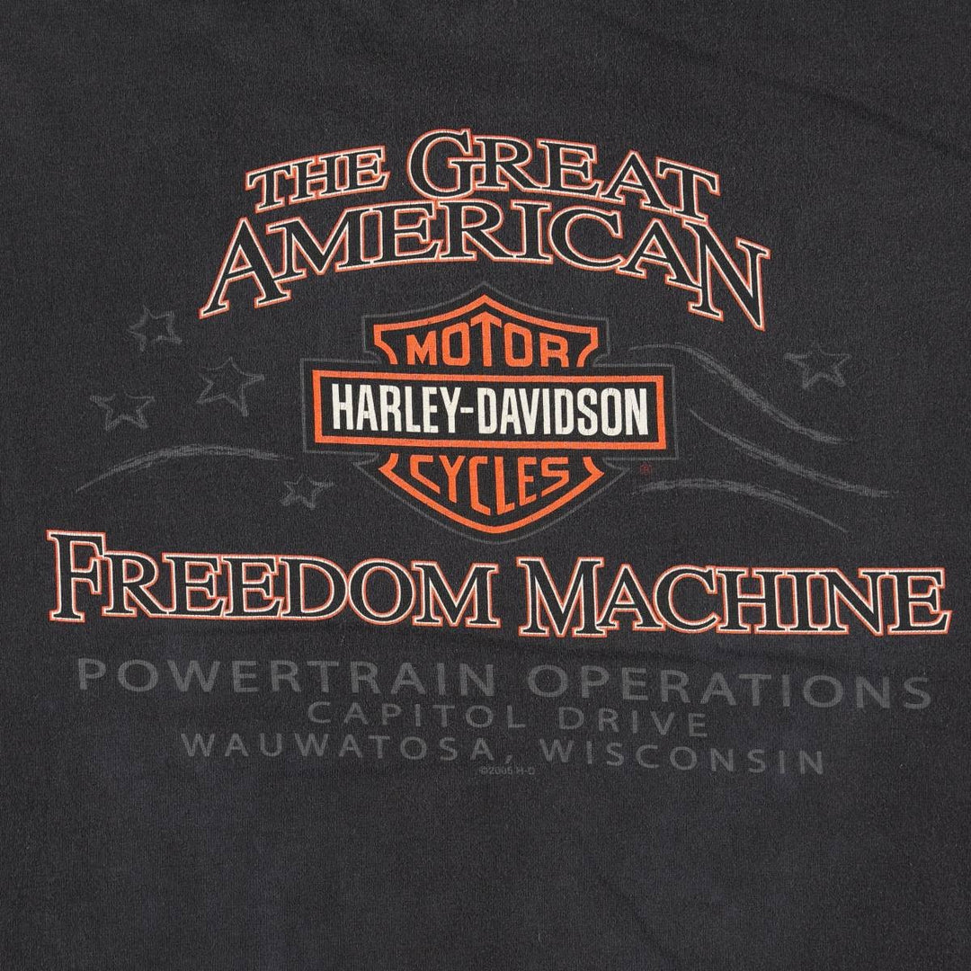 00'S Harley-Davidson Eagle Pattern Motorcycle Bike T-shirt Men's XL unclear black type Vintage Second Hand