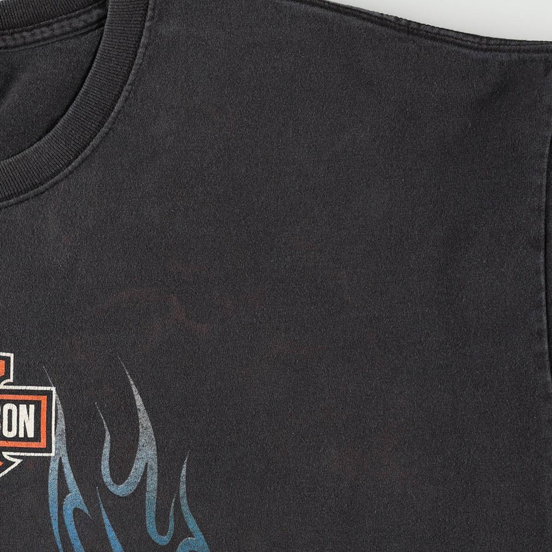 00'S Harley-Davidson Eagle Pattern Motorcycle Bike T-shirt Men's XL unclear black type Vintage Second Hand
