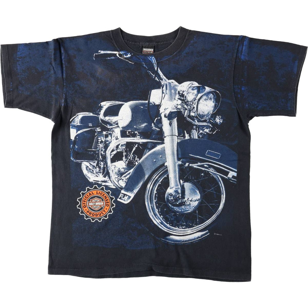 Harley-Davidson Motorcycle Bike T-shirt Made in USA Men's L size cotton black type Vintage Second Hand