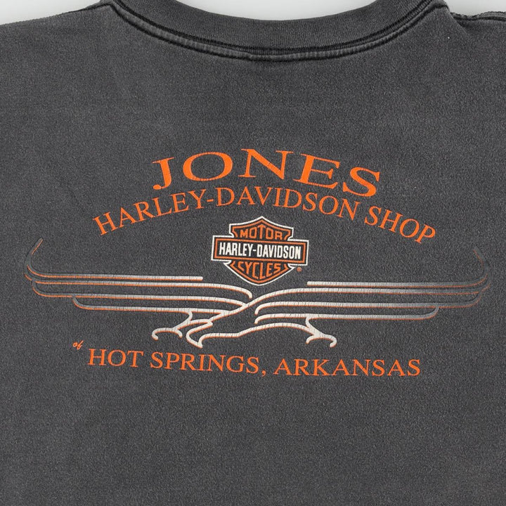2000'S Harley-Davidson Fire Pattern Motorcycle T-Shirt, Made in USA, Men's Size XXXL (approx.) cotton black type Vintage Second Hand