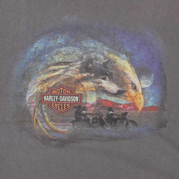Harley-Davidson Eagle Pattern Motorcycle Bike T-shirt Men's XL unclear Charcoal Vintage Second Hand