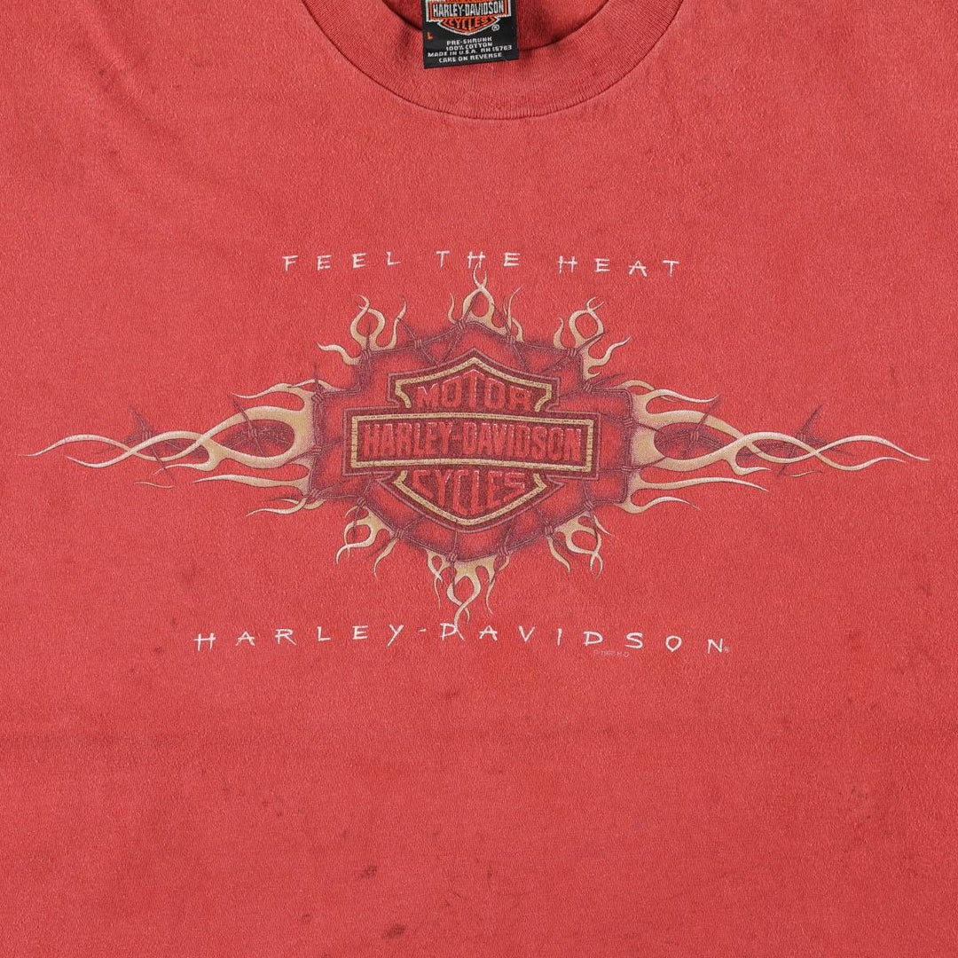 90'S Harley-Davidson Motorcycle Bike T-shirt Made in USA Men's L Vintage cotton red type Vintage Second Hand
