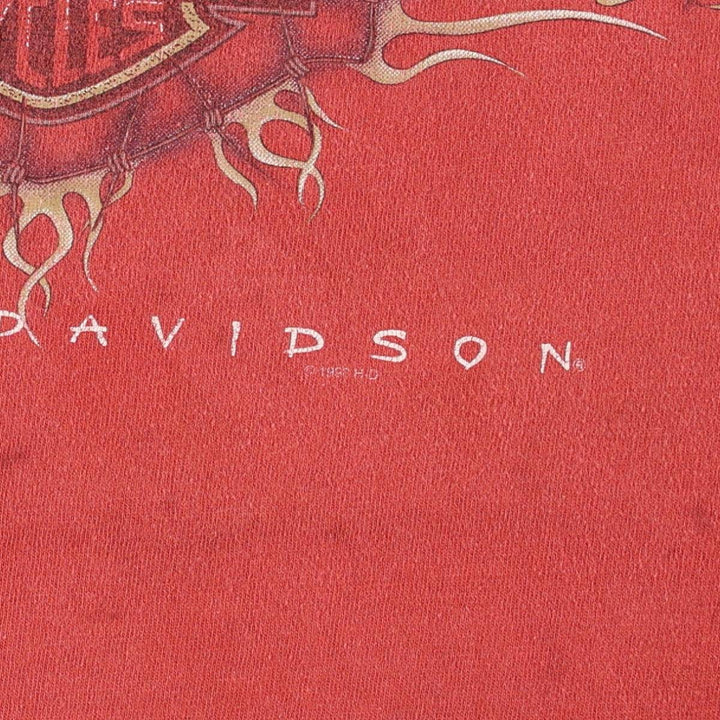 90'S Harley-Davidson Motorcycle Bike T-shirt Made in USA Men's L Vintage cotton red type Vintage Second Hand