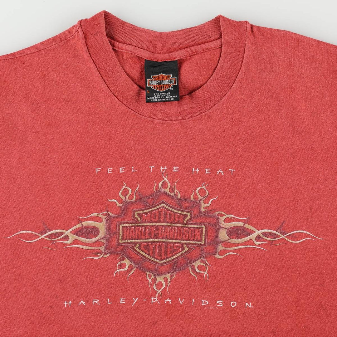 90'S Harley-Davidson Motorcycle Bike T-shirt Made in USA Men's L Vintage cotton red type Vintage Second Hand