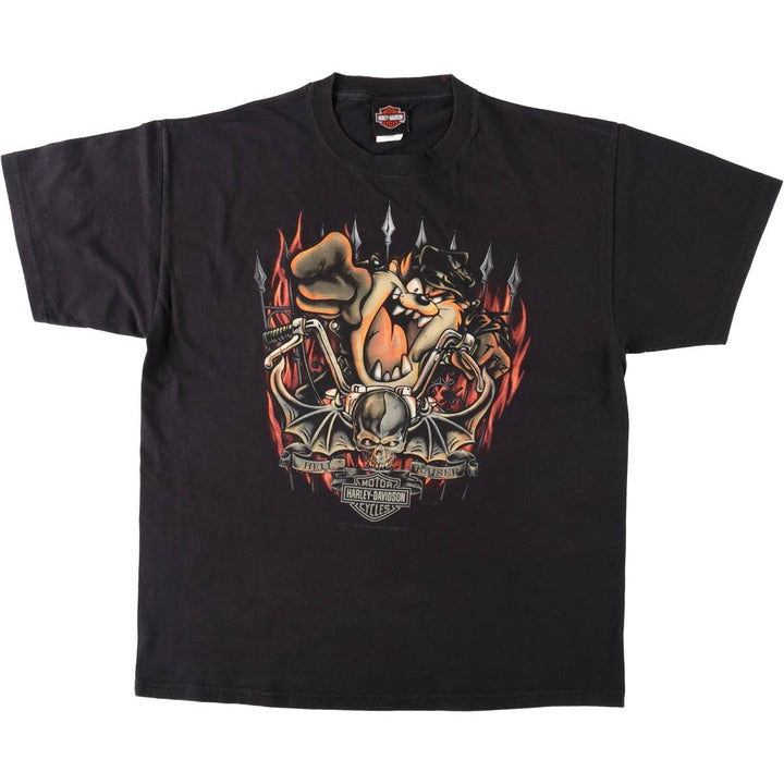 Harley-Davidson LOONEY TUNES Motorcycle T-Shirt, Men's Size L (approx.) cotton black type Vintage Second Hand
