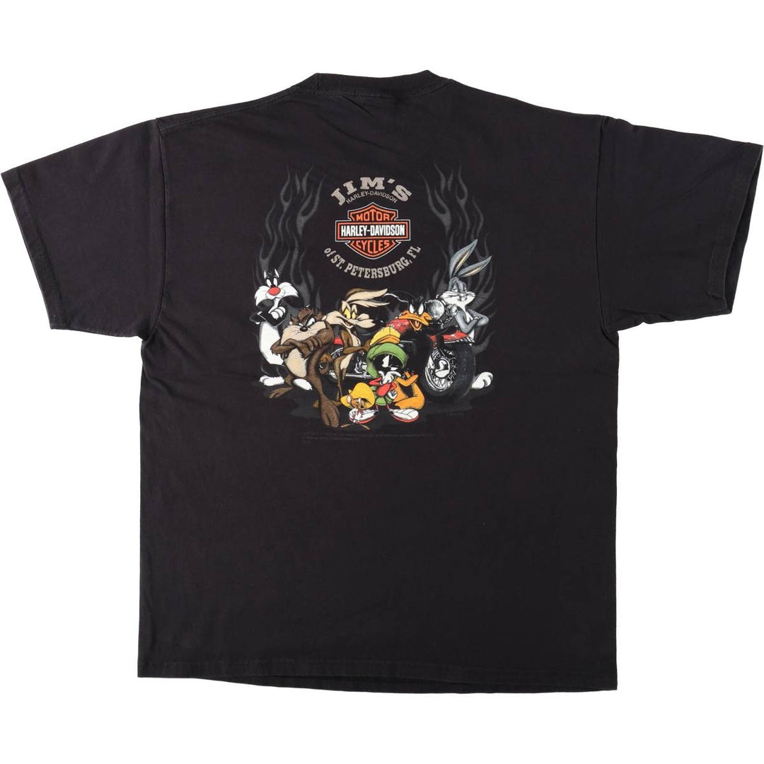 Harley-Davidson LOONEY TUNES Motorcycle T-Shirt, Men's Size L (approx.) cotton black type Vintage Second Hand