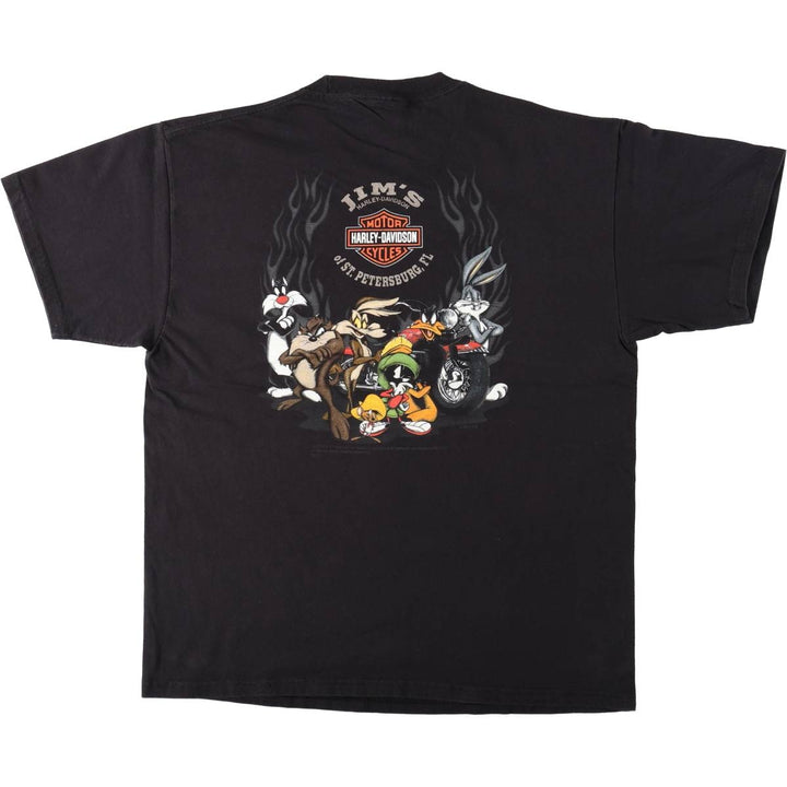 Harley-Davidson LOONEY TUNES Motorcycle T-Shirt, Men's Size L (approx.) cotton black type Vintage Second Hand