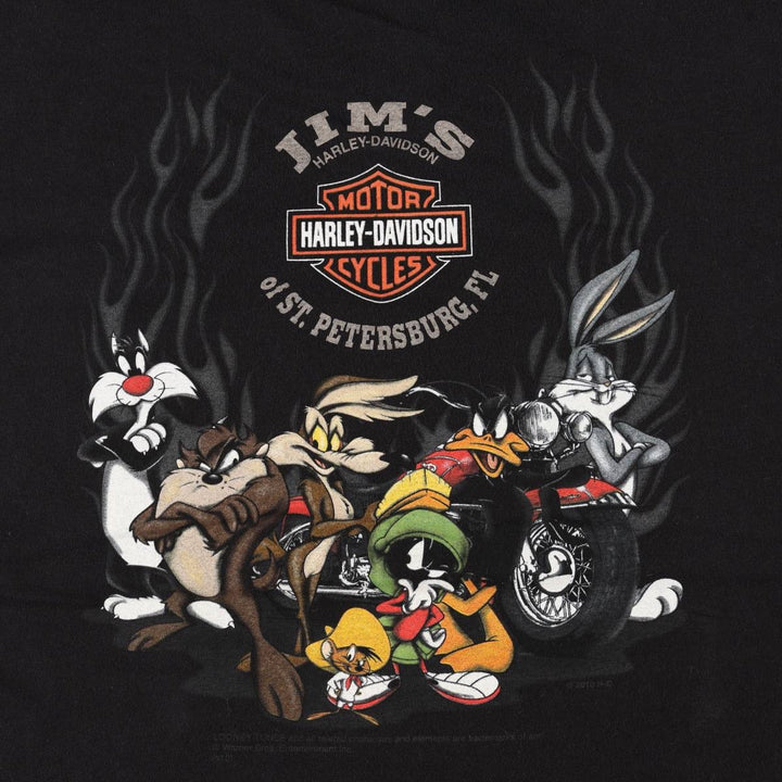 Harley-Davidson LOONEY TUNES Motorcycle T-Shirt, Men's Size L (approx.) cotton black type Vintage Second Hand