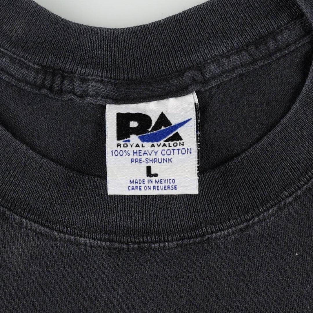 90'S ROYAL AVALON advertising T-shirt, men's size L equivalent, vintage. cotton black type Vintage Second Hand