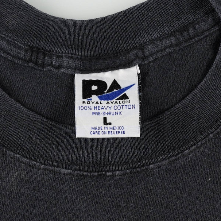 90'S ROYAL AVALON advertising T-shirt, men's size L equivalent, vintage. cotton black type Vintage Second Hand