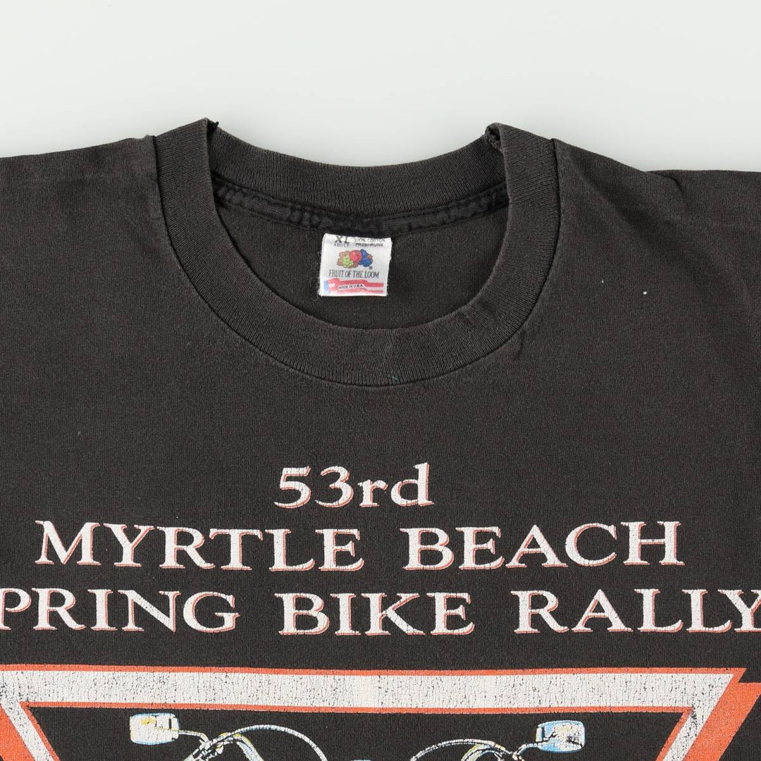 90'S Fruit of the Loom Motorcycle Bike T-Shirt, Made in USA, Men's XL equivalent, Vintage cotton black type Vintage Second Hand