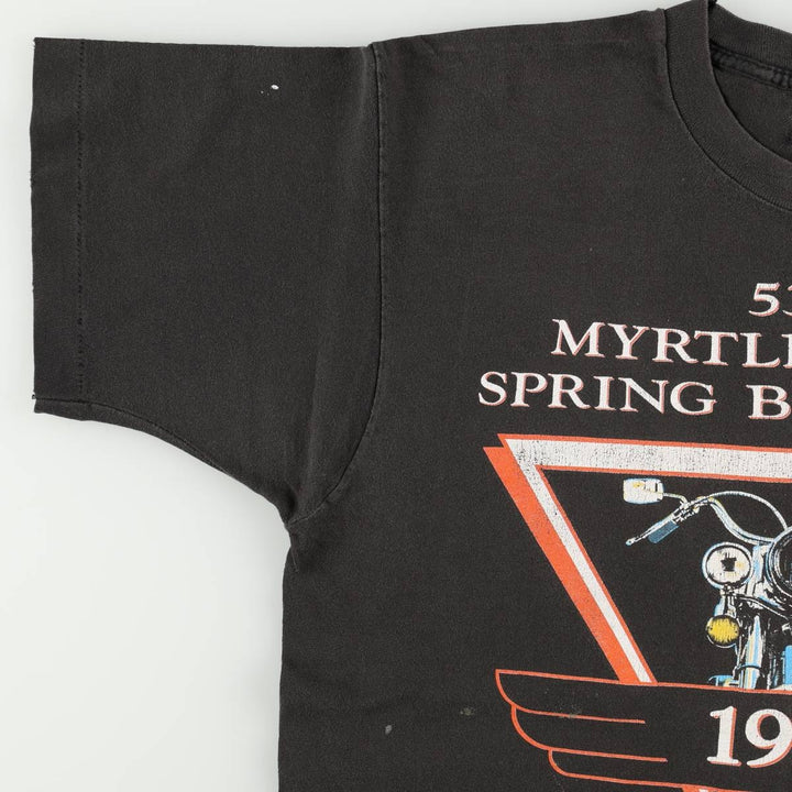 90'S Fruit of the Loom Motorcycle Bike T-Shirt, Made in USA, Men's XL equivalent, Vintage cotton black type Vintage Second Hand