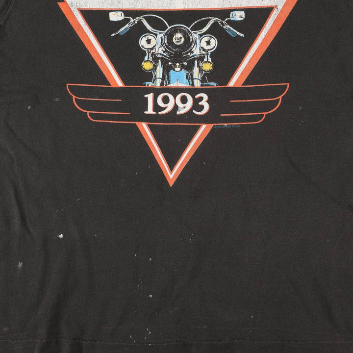 90'S Fruit of the Loom Motorcycle Bike T-Shirt, Made in USA, Men's XL equivalent, Vintage cotton black type Vintage Second Hand