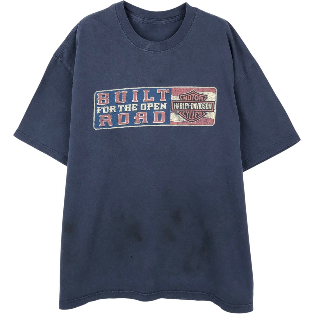 00'S Harley-Davidson Motorcycle Bike T-shirt Men's L size unclear navy blue type Vintage Second Hand