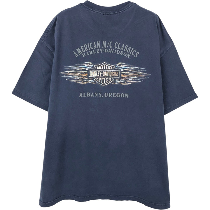 00'S Harley-Davidson Motorcycle Bike T-shirt Men's L size unclear navy blue type Vintage Second Hand