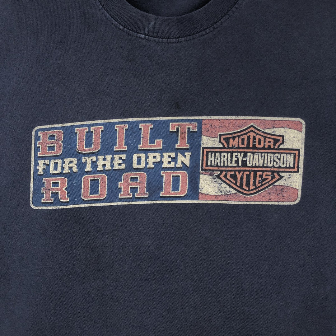 00'S Harley-Davidson Motorcycle Bike T-shirt Men's L size unclear navy blue type Vintage Second Hand