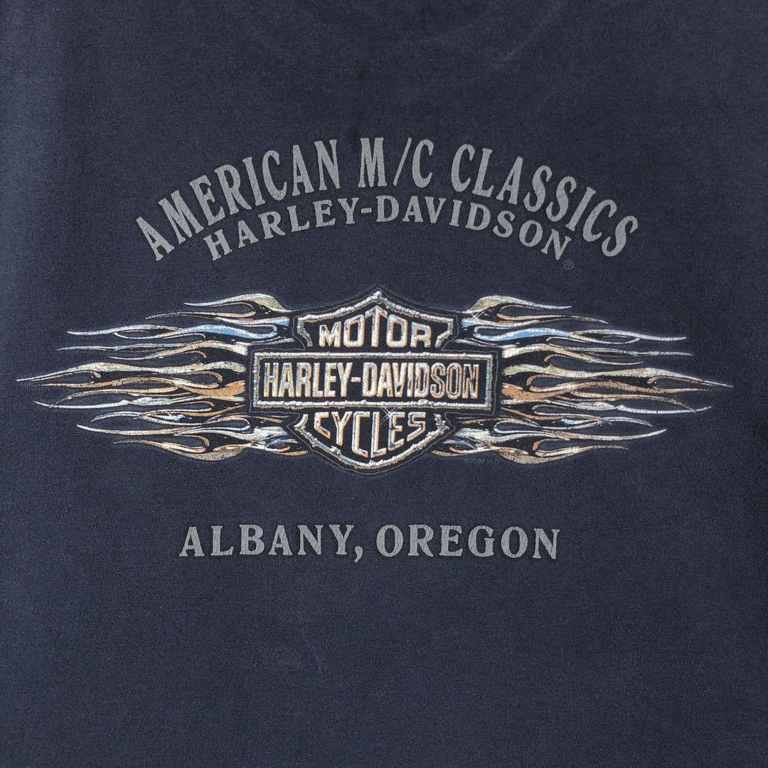00'S Harley-Davidson Motorcycle Bike T-shirt Men's L size unclear navy blue type Vintage Second Hand