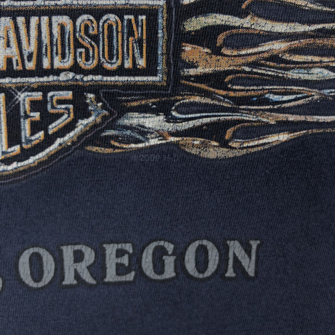 00'S Harley-Davidson Motorcycle Bike T-shirt Men's L size unclear navy blue type Vintage Second Hand