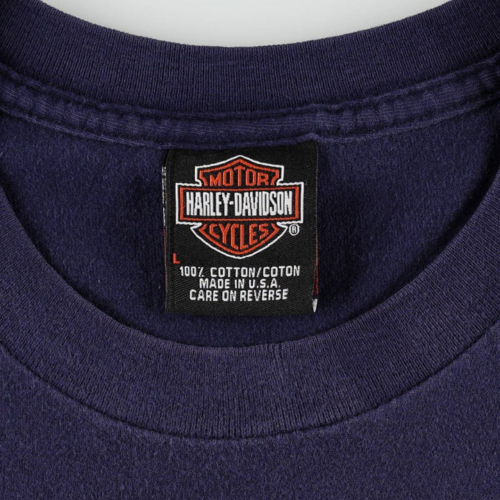Harley-Davidson Eagle Pattern Motorcycle Bike T-shirt Made in USA Men's L size cotton navy blue type Vintage Second Hand