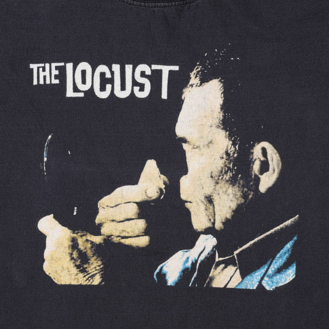 Fruit of the Loom Heavy Cotton HD The Locust Band T-shirt (Men's Size M) cotton black type Vintage Second Hand